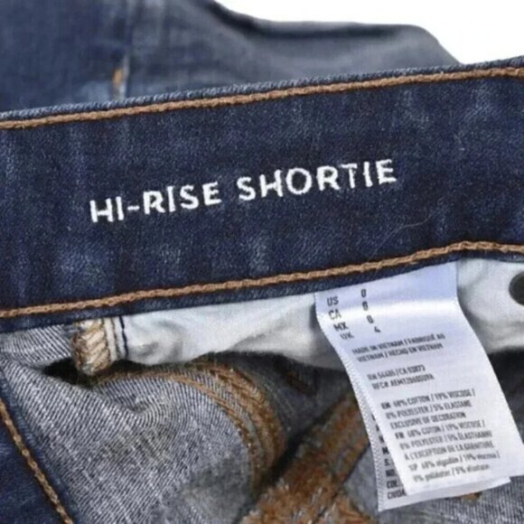 American Eagle Hi-Rise Shortie Jean Shorts Dark Wash AEO Denim Size 0 - Picture 6 of 10